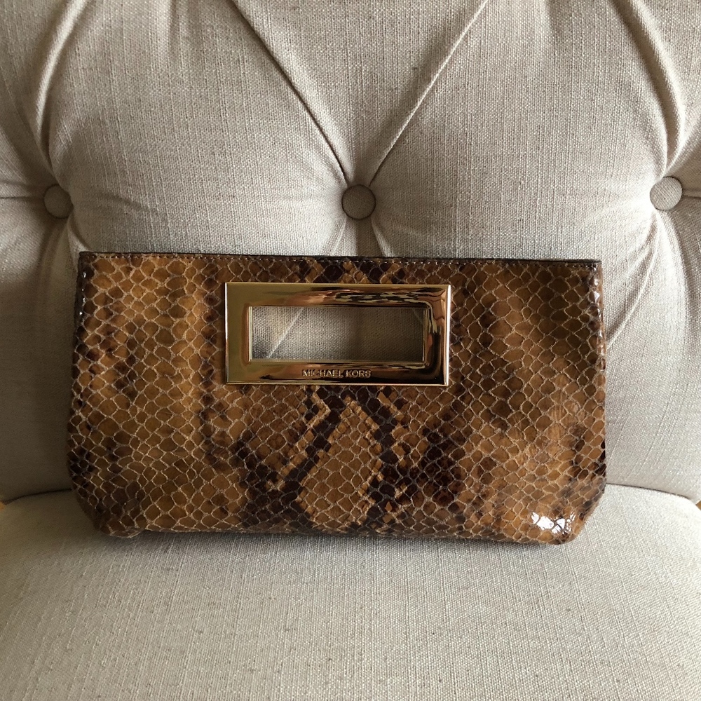 Michael Kors Berkley Snakeskin Clutch